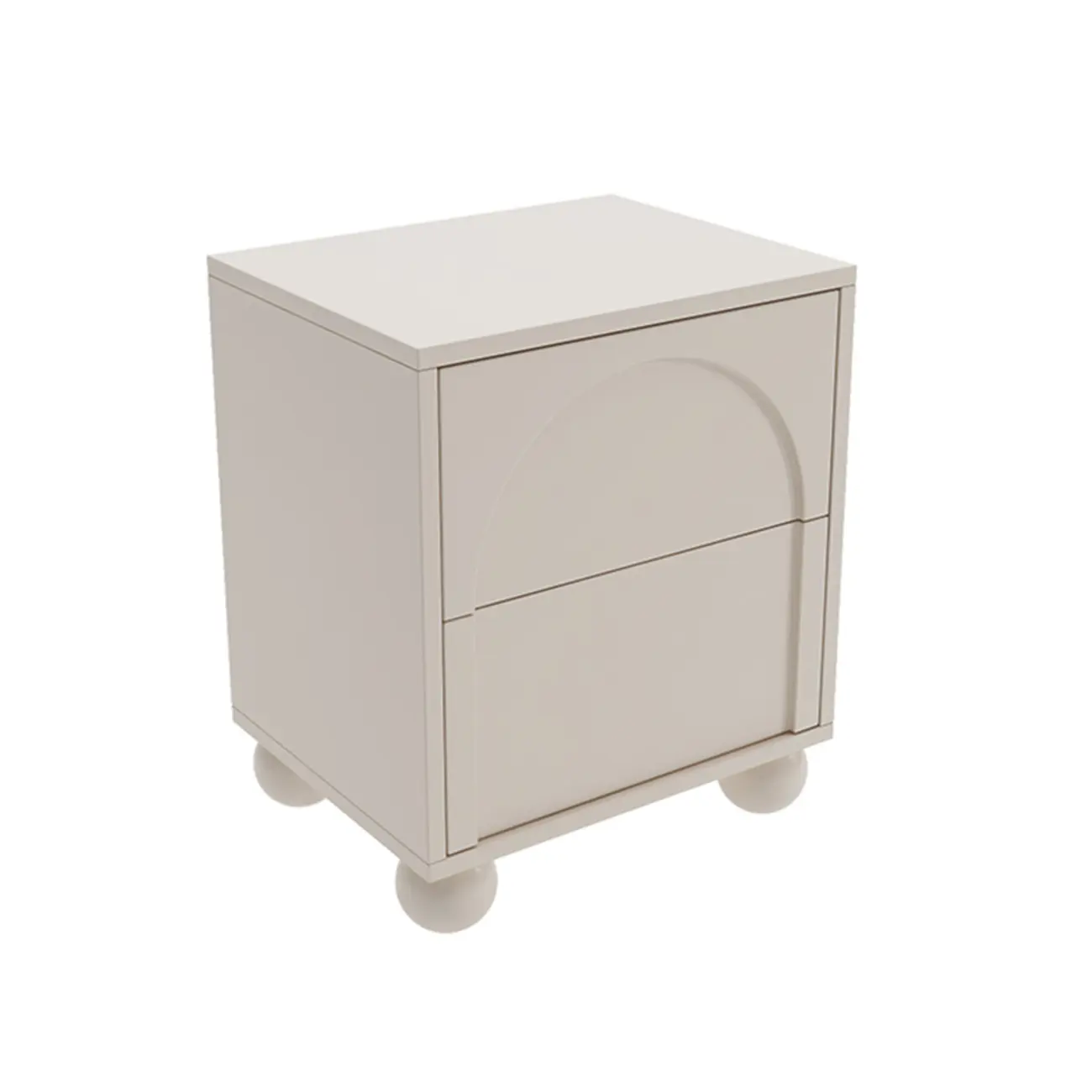 Minimalist Arch Carved Wood 2-Drawer Nightstand Image - 5 | homeyfad