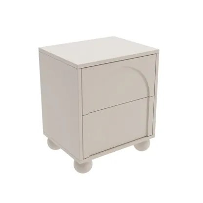 Minimalist Arch Carved Wood 2-Drawer Nightstand Image - 5