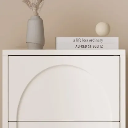 Minimalist Arch Carved Wood 2-Drawer Nightstand Image - 6