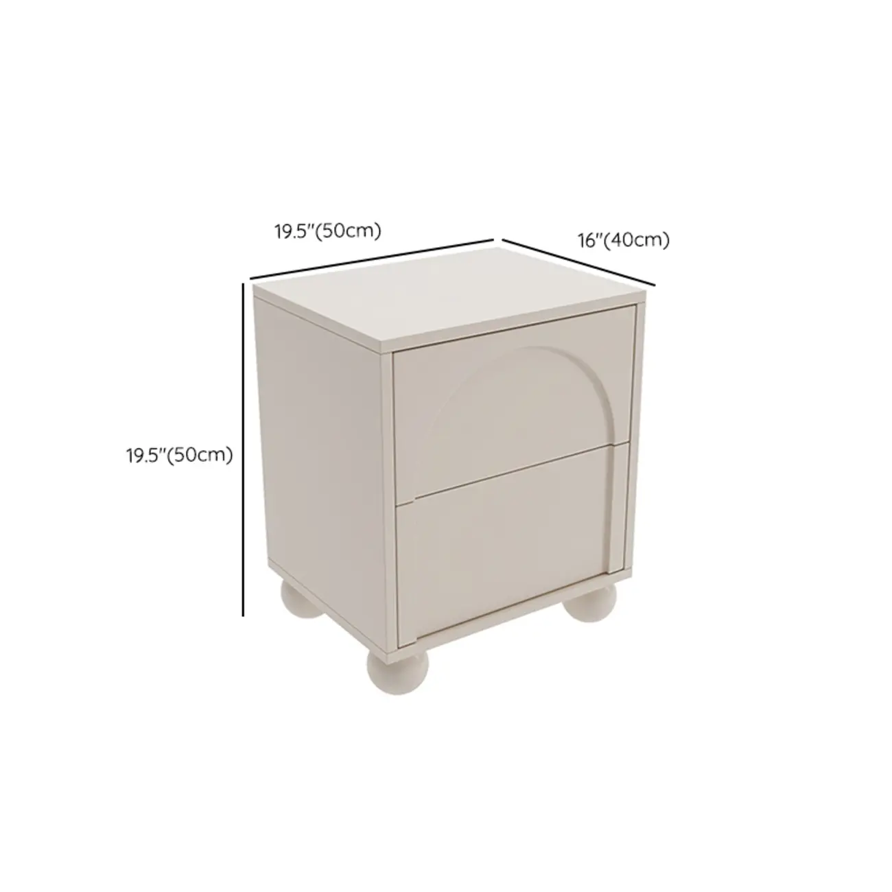 Minimalist Arch Carved Wood 2-Drawer Nightstand Image - 9 | homeyfad