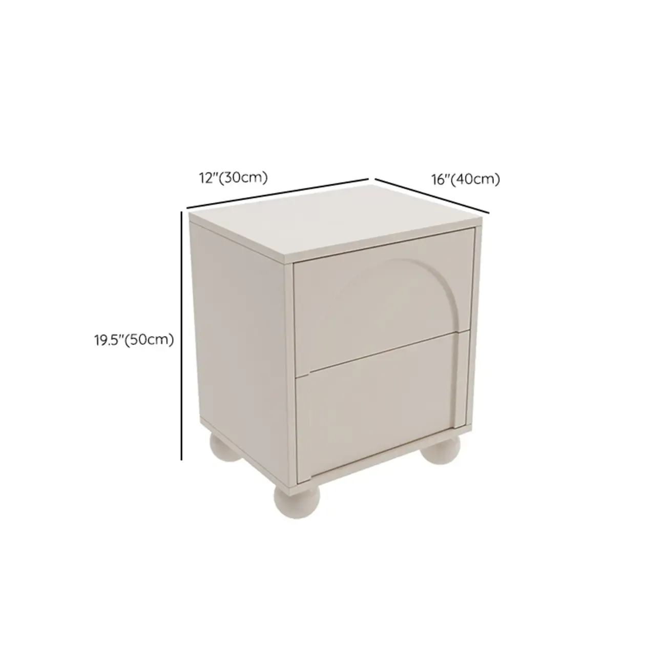 Minimalist Arch Carved Wood 2-Drawer Nightstand Image - 10