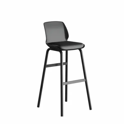 Minimalist Metal Upholstered Short Counter Height Bar Stool Image - 11