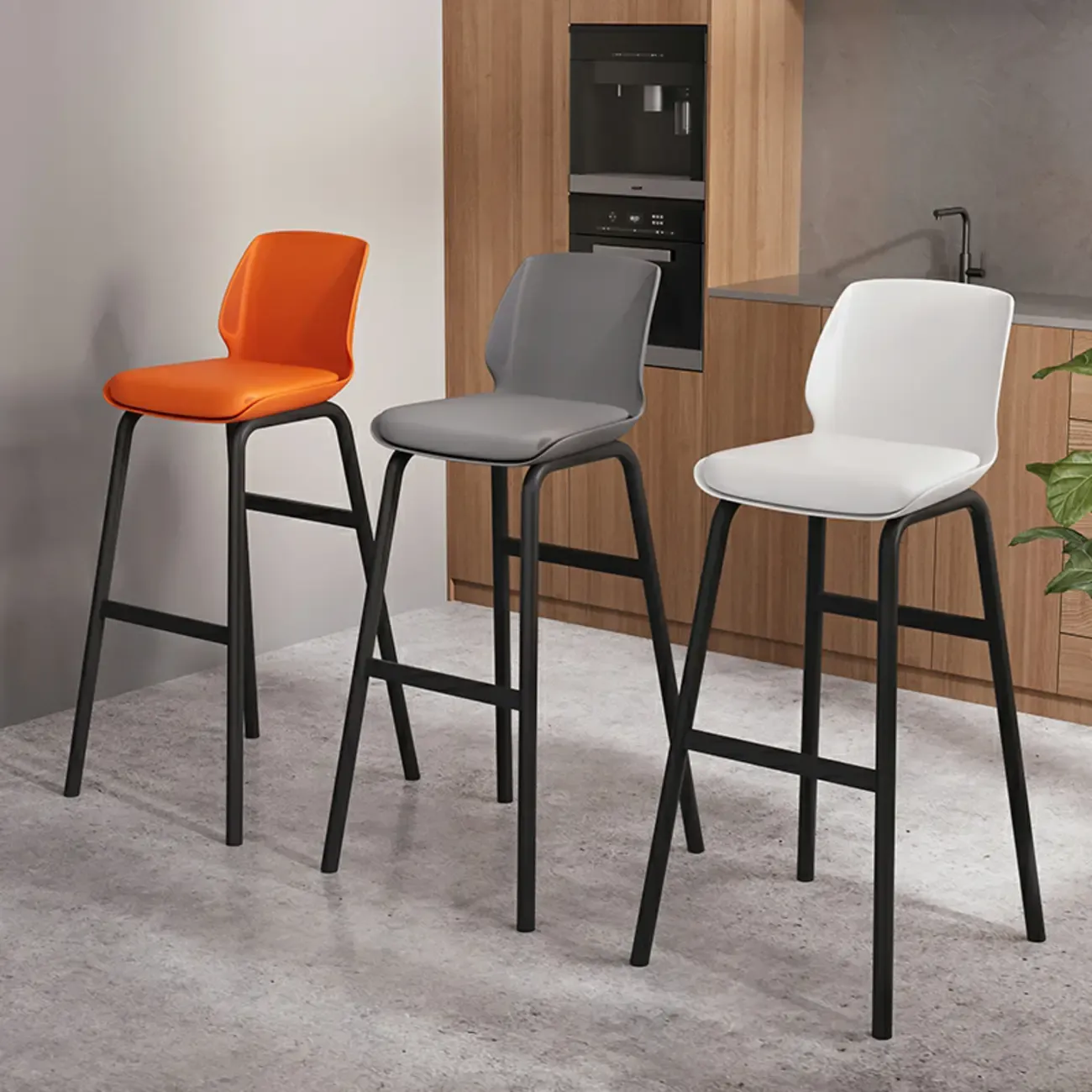 Minimalist Metal Upholstered Short Counter Height Bar Stool Image - 4