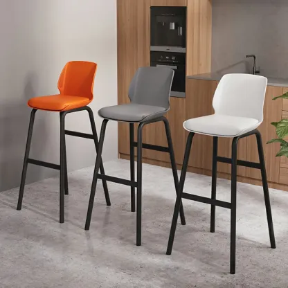 Minimalist Metal Upholstered Short Counter Height Bar Stool Image - 4