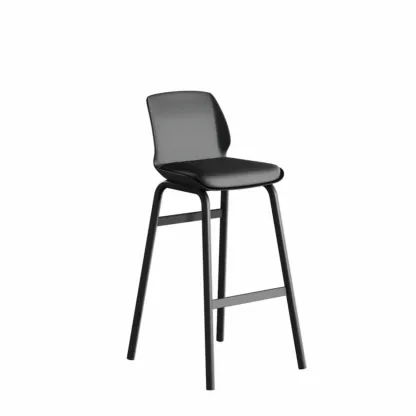 Minimalist Metal Upholstered Short Counter Height Bar Stool Image - 15
