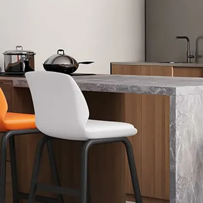 Minimalist Metal Upholstered Short Counter Height Bar Stool Image - 8