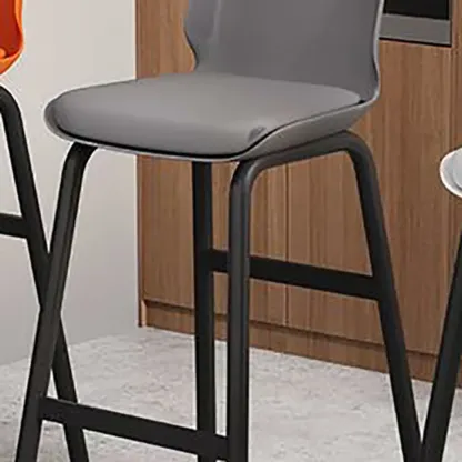 Minimalist Metal Upholstered Short Counter Height Bar Stool Image - 6