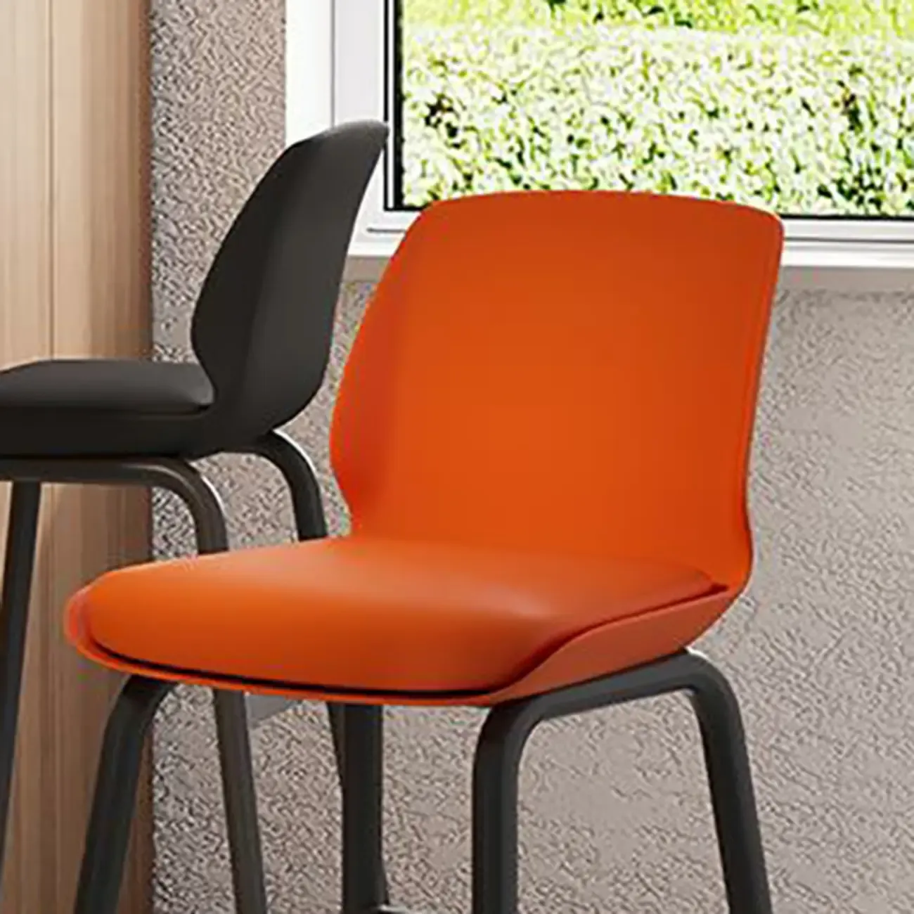 Minimalist Metal Upholstered Short Counter Height Bar Stool Image - 5