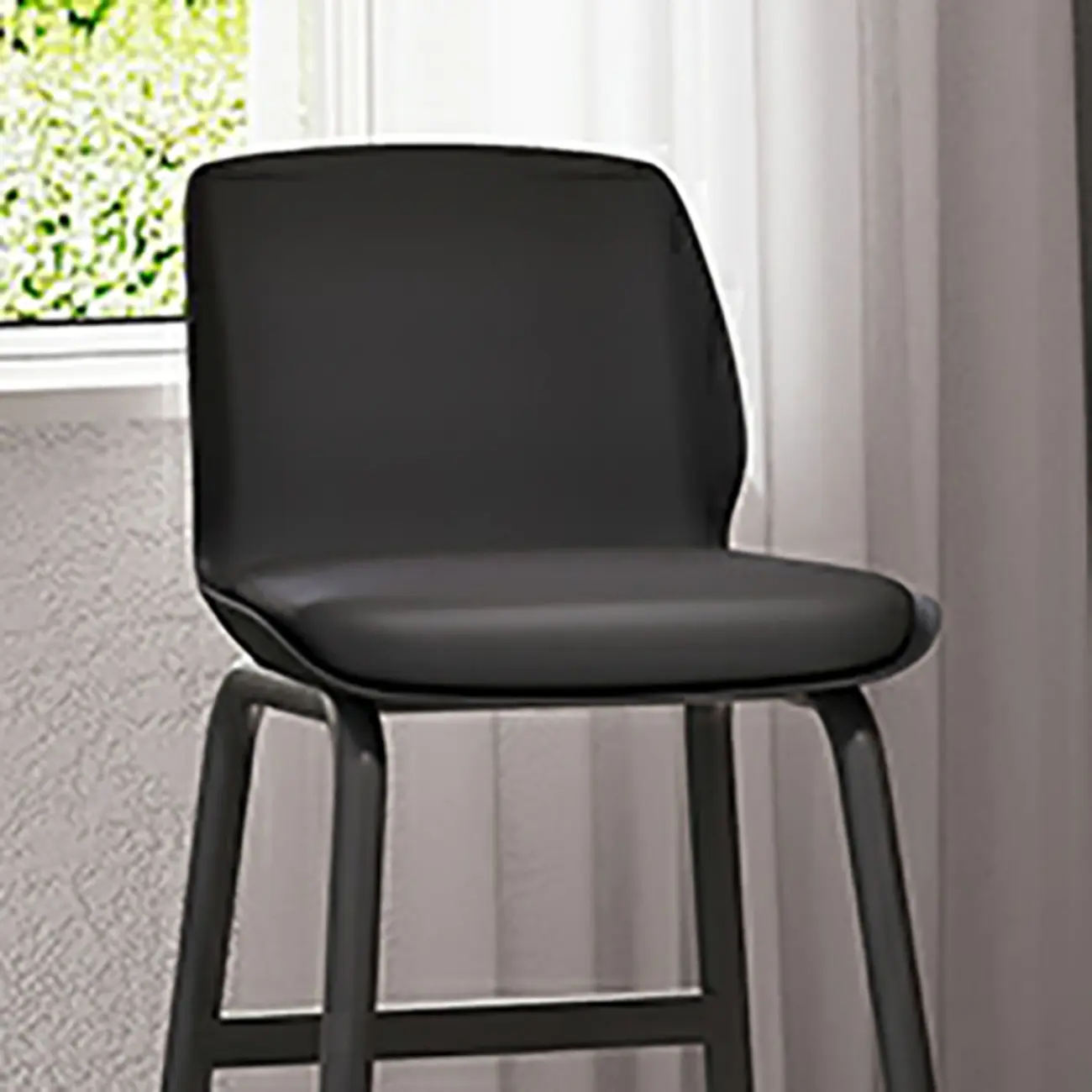 Minimalist Metal Upholstered Short Counter Height Bar Stool Image - 7 | homeyfad