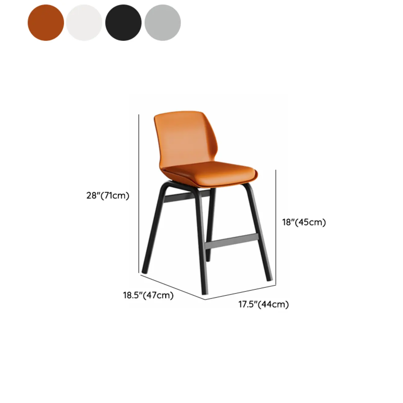 Minimalist Metal Upholstered Short Counter Height Bar Stool #size | homeyfad