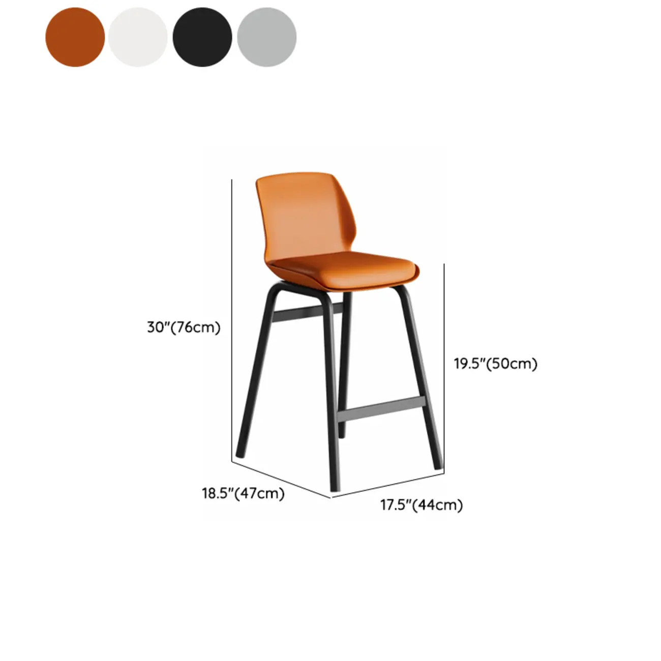 Minimalist Metal Upholstered Short Counter Height Bar Stool Image - 28 | homeyfad