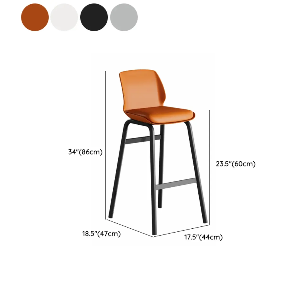 Minimalist Metal Upholstered Short Counter Height Bar Stool Image - 30