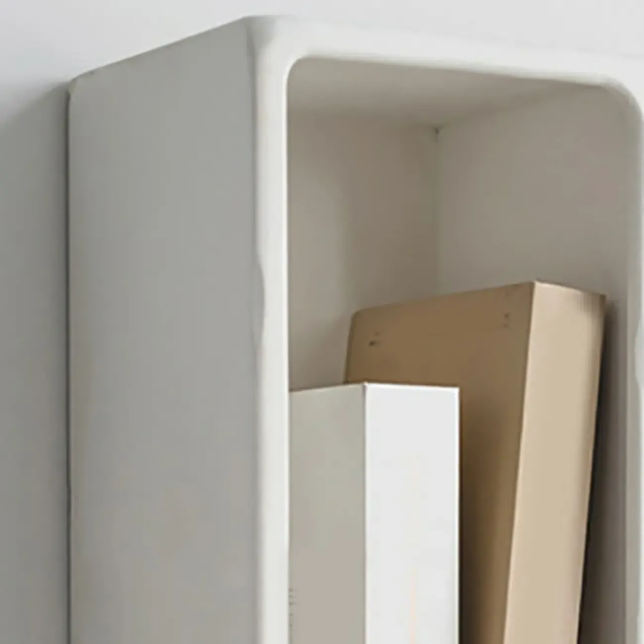 Elegant White Wall-Mounted Wooden Open Display Stand Image - 6