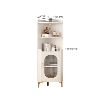 Modern White Rounded Wood Metal Leg Storage Corner Cabinet #size