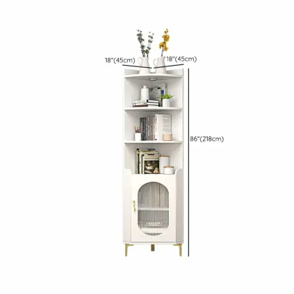 Modern White Rounded Wood Metal Leg Storage Corner Cabinet Image - 18