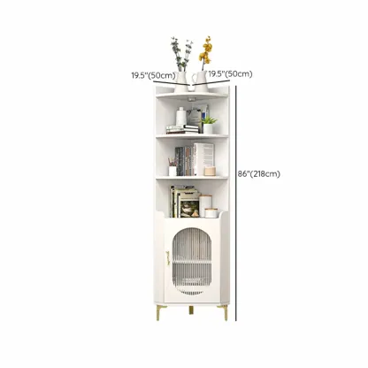 Modern White Rounded Wood Metal Leg Storage Corner Cabinet Image - 19