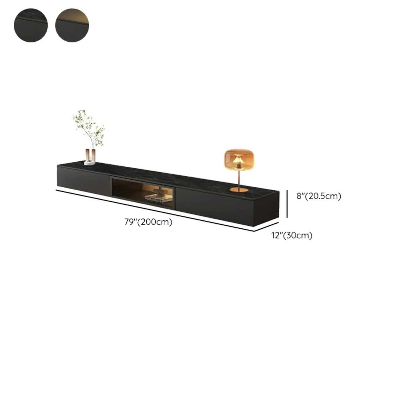 Industrial Grey Stone Floating TV Stand with Drawers for Home Image - 13 | homeyfad