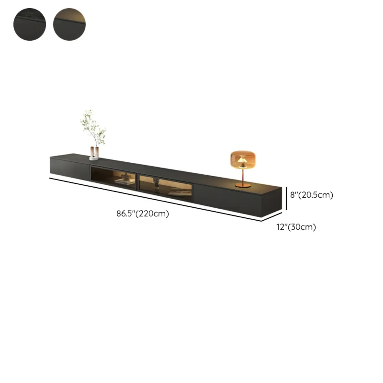 Industrial Grey Stone Floating TV Stand with Drawers for Home Image - 14