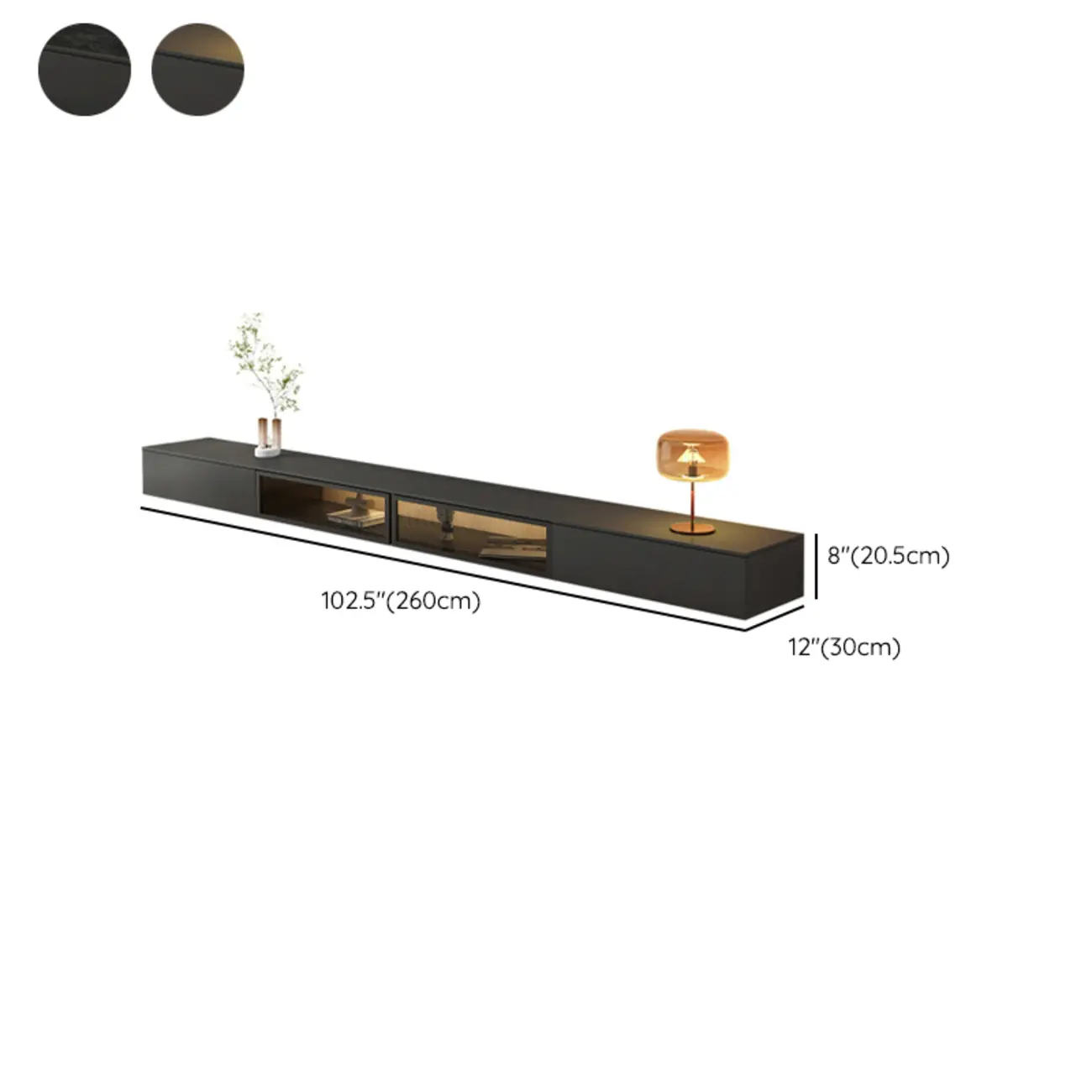 Industrial Grey Stone Floating TV Stand with Drawers for Home Image - 16 | homeyfad