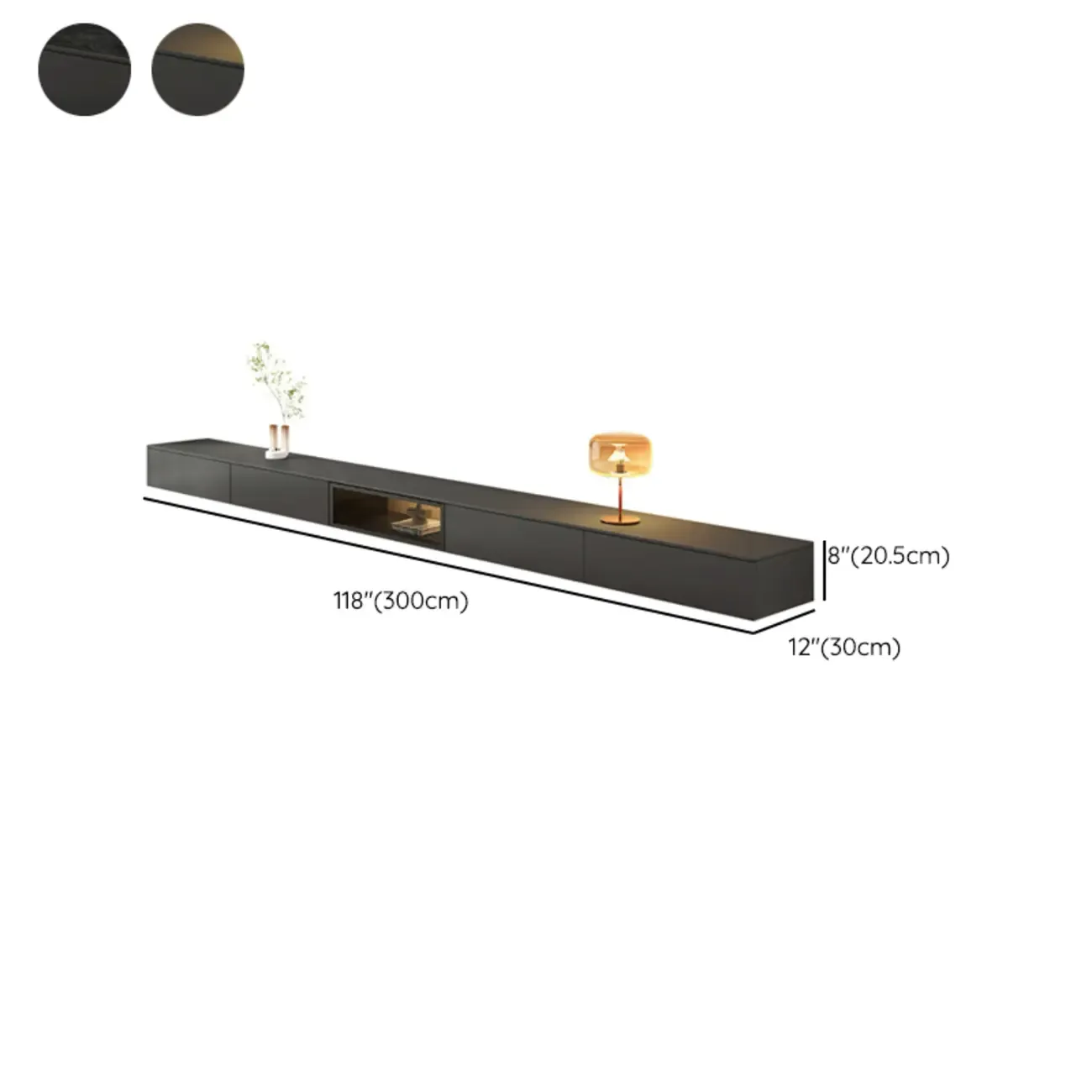 Industrial Grey Stone Floating TV Stand with Drawers for Home Image - 18