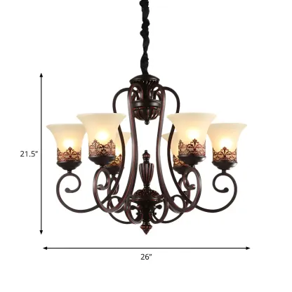 Black Metal Glass Vintage Style Chandelier Light Image - 7