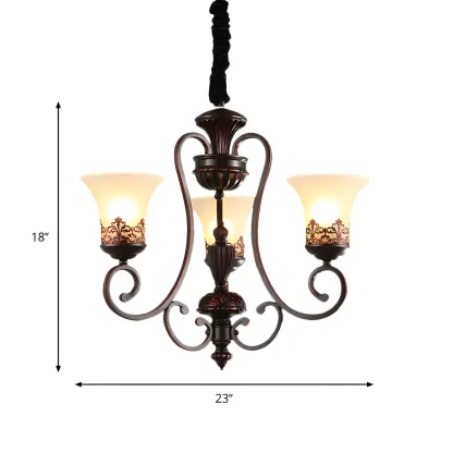 Black Metal Glass Vintage Style Chandelier Light Image - 9