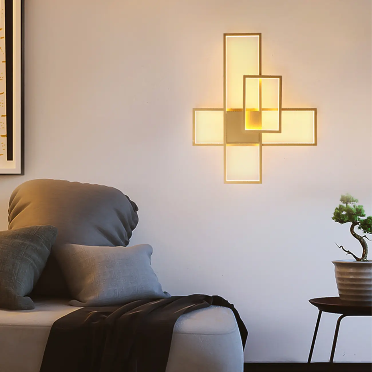 Modern Geometric Metal Wall Light for Bedroom Decor Image - 3 | homeyfad