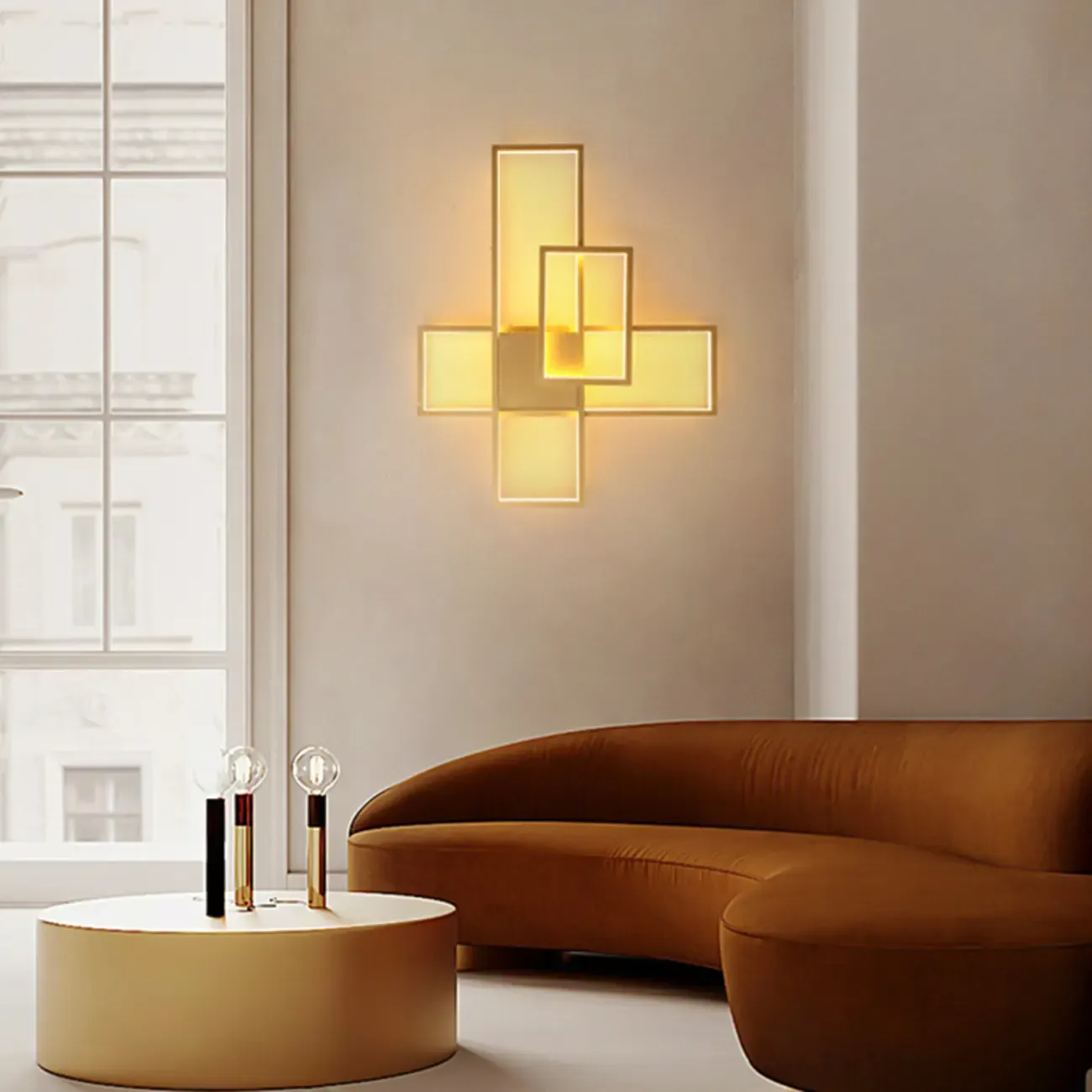 Modern Geometric Metal Wall Light for Bedroom Decor Image - 4