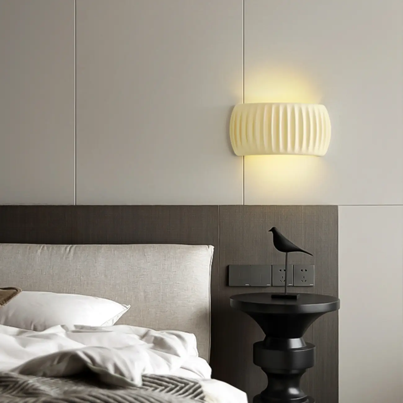 Modern White Wall Sconce with Resin Shade for Bedroom Decor | homeyfad