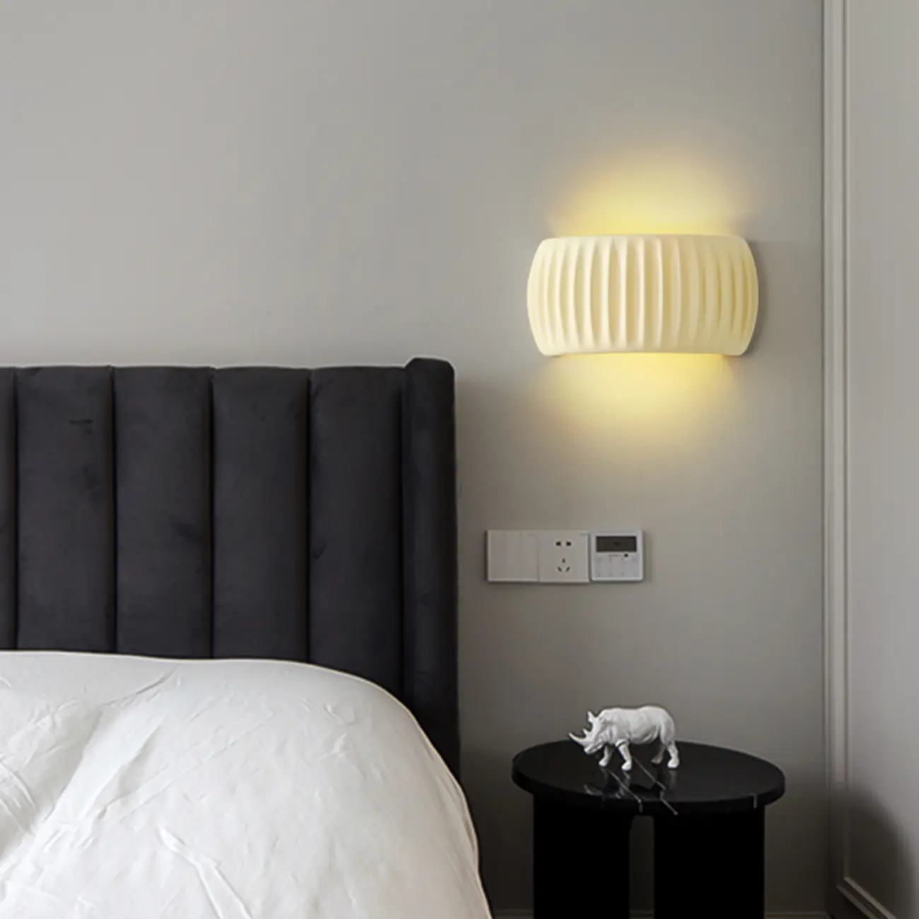 Modern White Wall Sconce with Resin Shade for Bedroom Decor | homeyfad