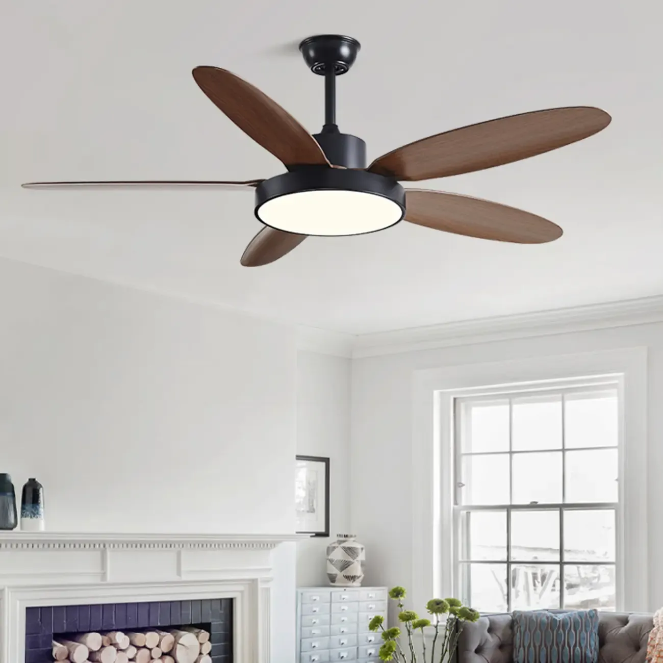 Simple Remote Control Ceiling Fan Dimmable Light for Living Room
