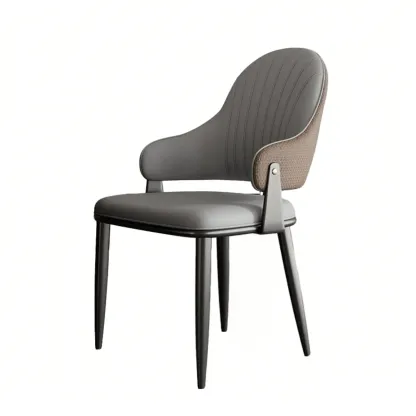 Contemporary Wingback Faux Leather Arm Dining Chair Image - 6