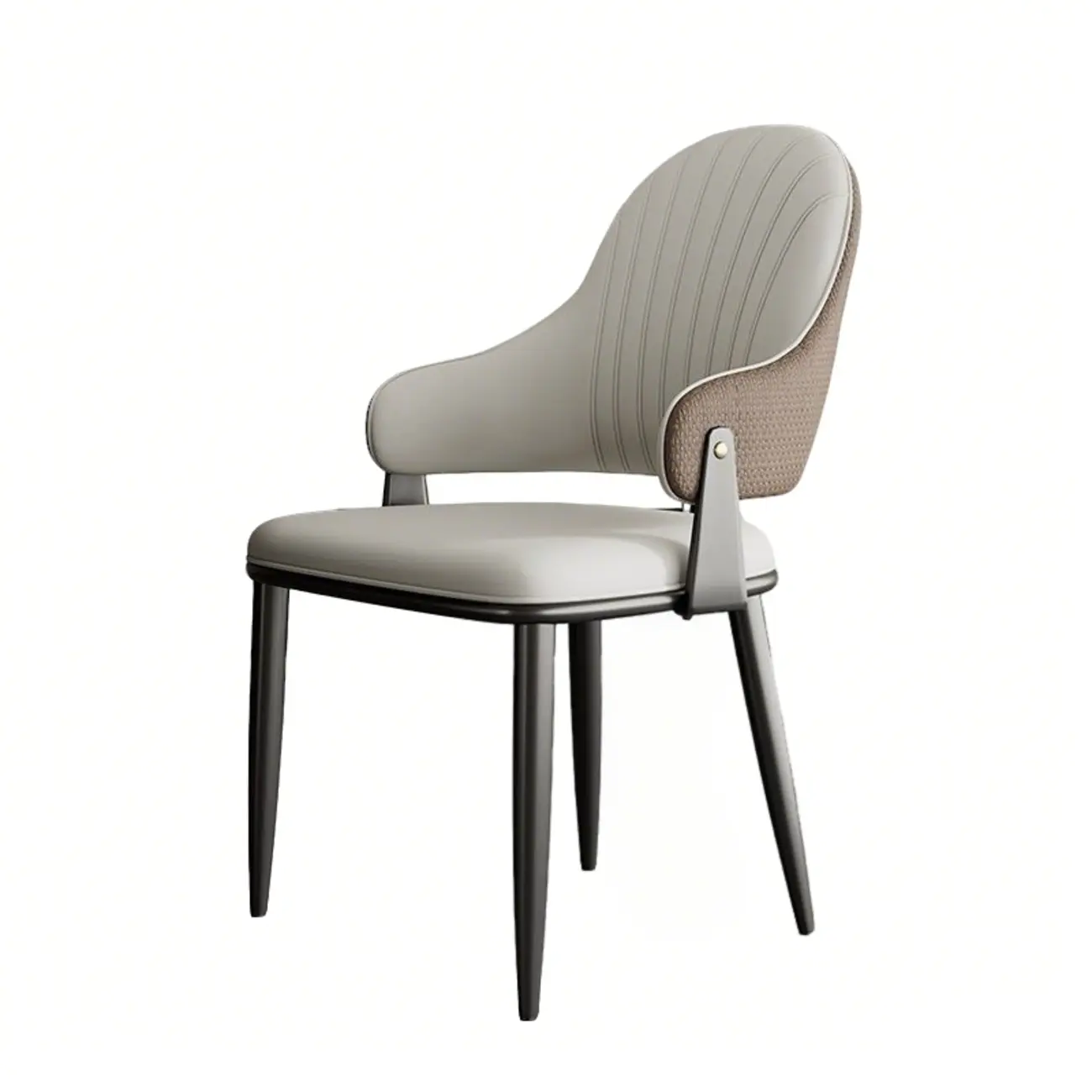 Contemporary Wingback Faux Leather Arm Dining Chair Image - 4 | homeyfad