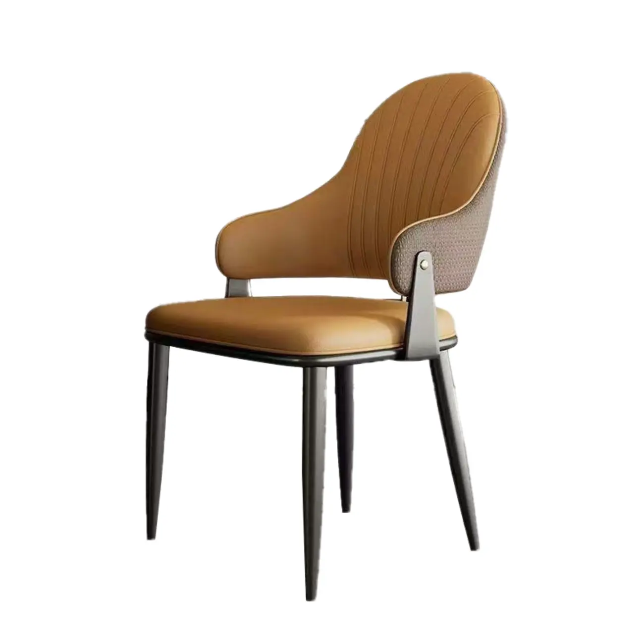 Contemporary Wingback Faux Leather Arm Dining Chair Image - 8 | homeyfad