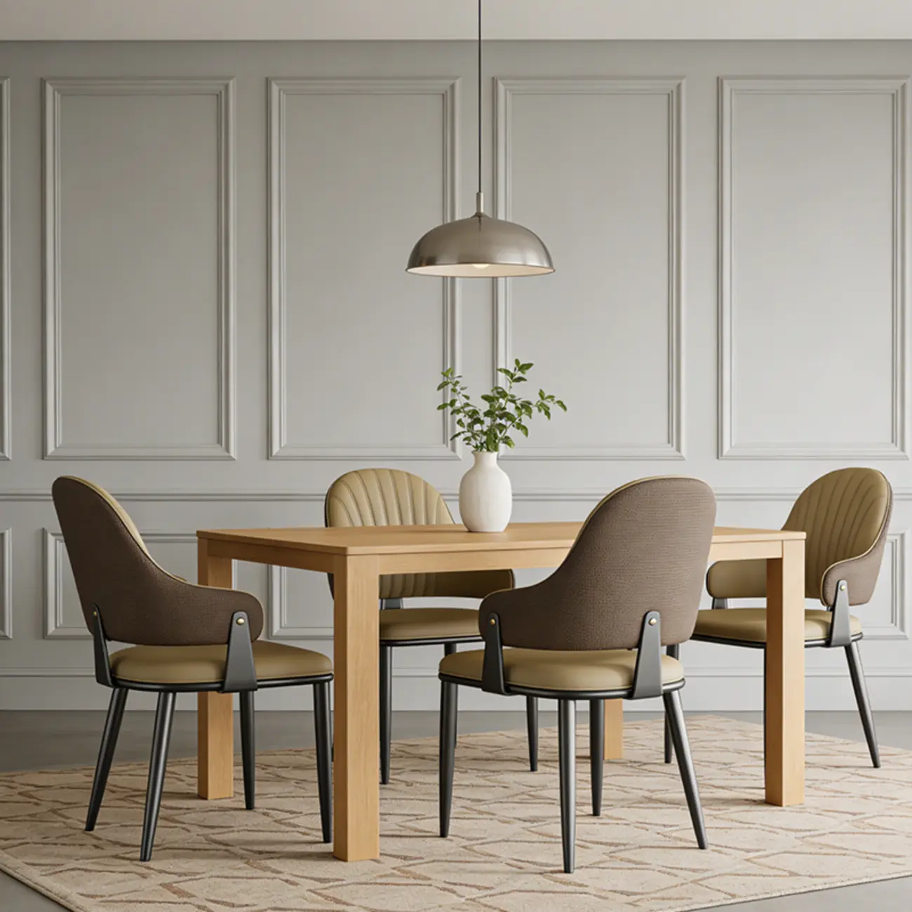 Contemporary Wingback Faux Leather Arm Dining Chair Image - 3 | homeyfad