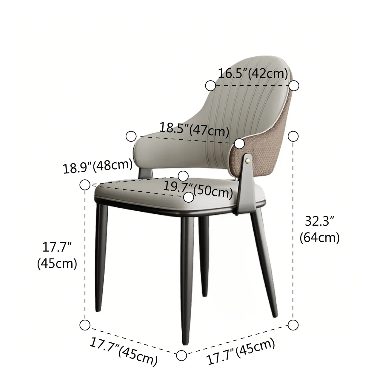 Contemporary Wingback Faux Leather Arm Dining Chair #size | homeyfad