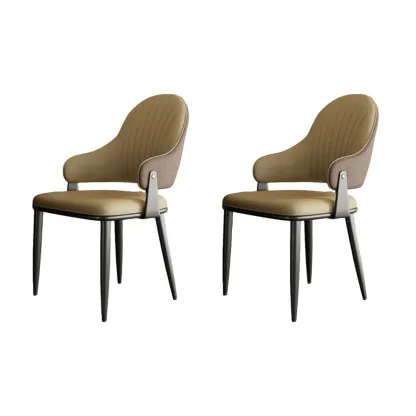 Contemporary Wingback Faux Leather Arm Dining Chair Image - 9