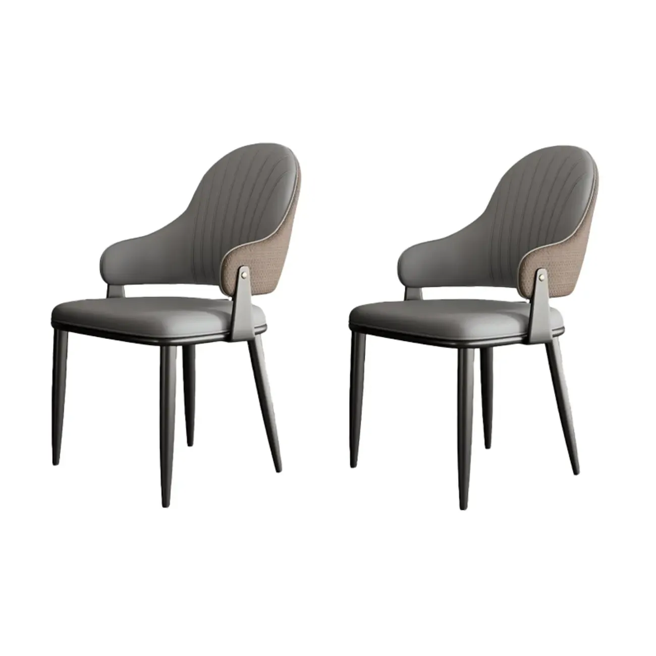 Contemporary Wingback Faux Leather Arm Dining Chair Image - 10