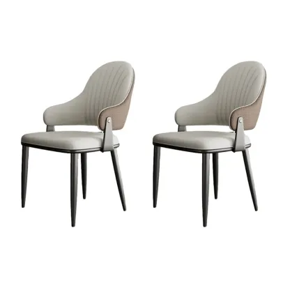 Contemporary Wingback Faux Leather Arm Dining Chair Image - 11