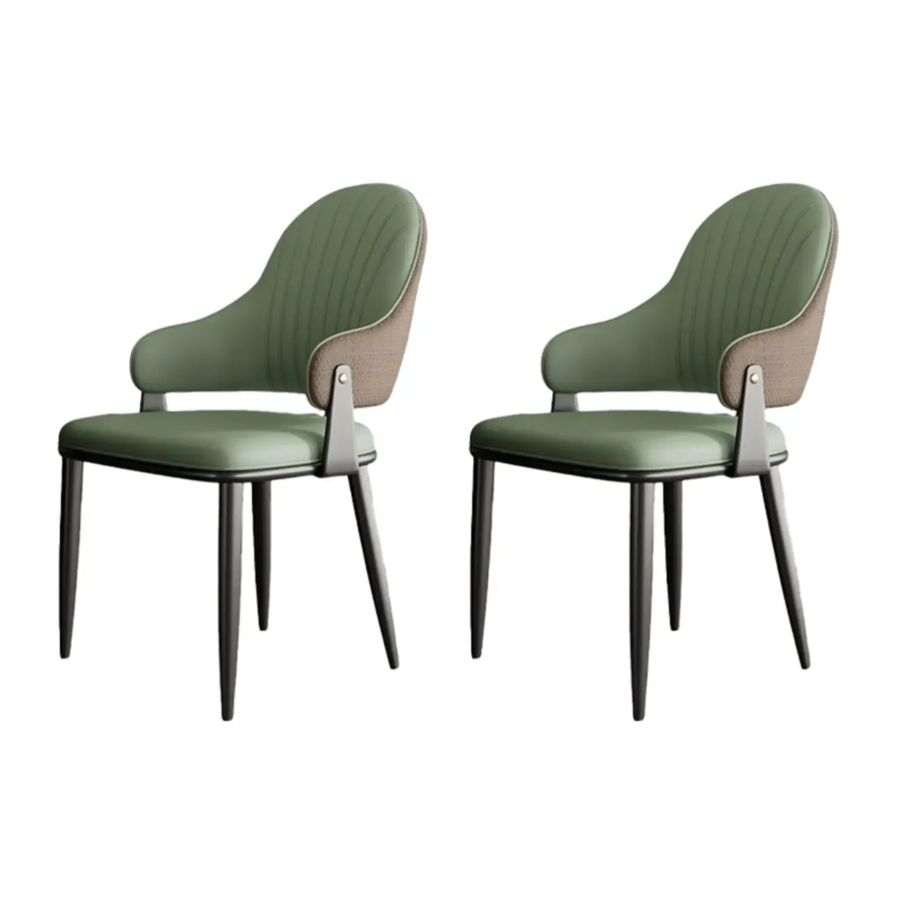 Contemporary Wingback Faux Leather Arm Dining Chair Image - 12