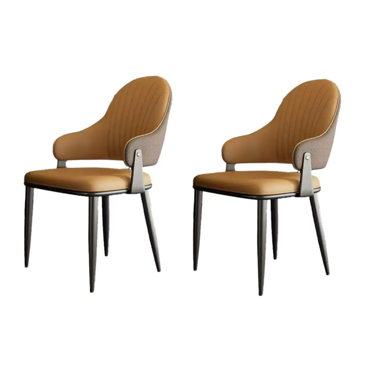 Contemporary Wingback Faux Leather Arm Dining Chair Image - 13