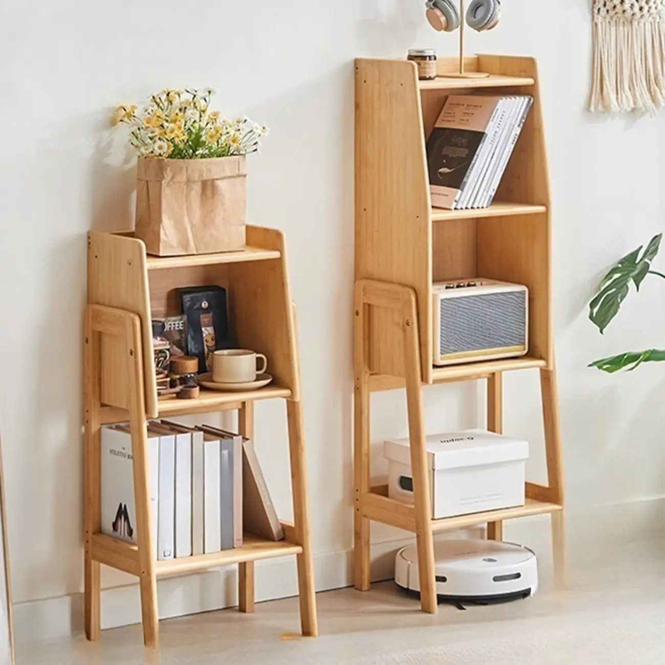 Antique Modern Wood Narrow Ladder Bookcase Image - 1 | homeyfad