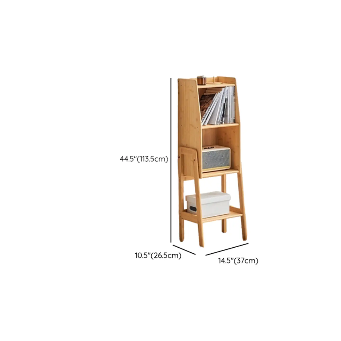 Antique Modern Wood Narrow Ladder Bookcase Image - 14 | homeyfad