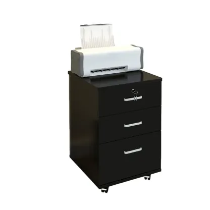 Stylish Wooden Filing Cabinet with Lock and Wheels for Office Image - 9