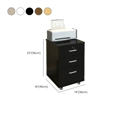 Stylish Wooden Filing Cabinet with Lock and Wheels for Office Image - 25