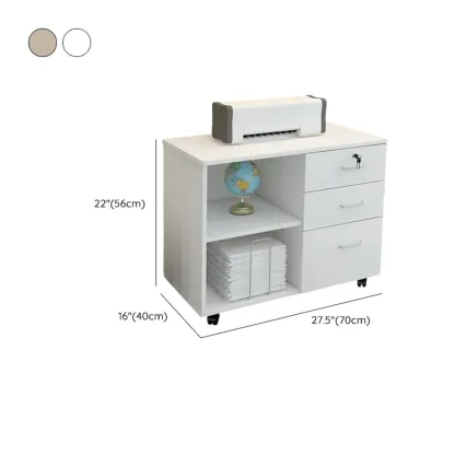 Stylish Wooden Filing Cabinet with Lock and Wheels for Office Image - 26