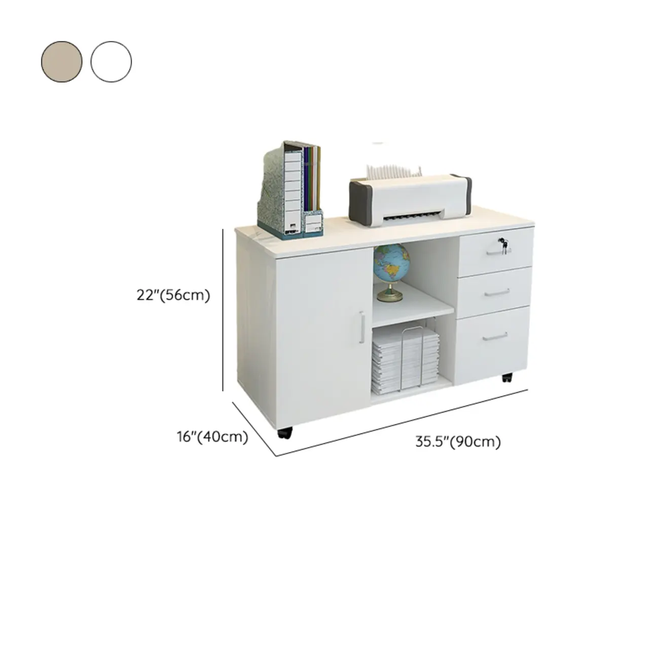 Stylish Wooden Filing Cabinet with Lock and Wheels for Office Image - 27 | homeyfad