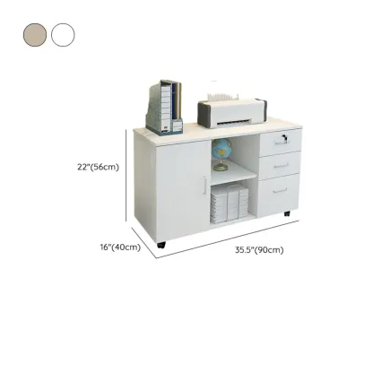 Stylish Wooden Filing Cabinet with Lock and Wheels for Office Image - 27