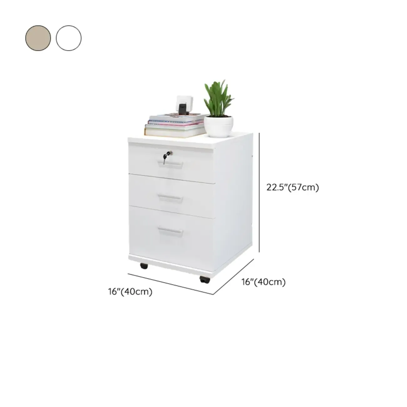 Stylish Wooden Filing Cabinet with Lock and Wheels for Office Image - 28