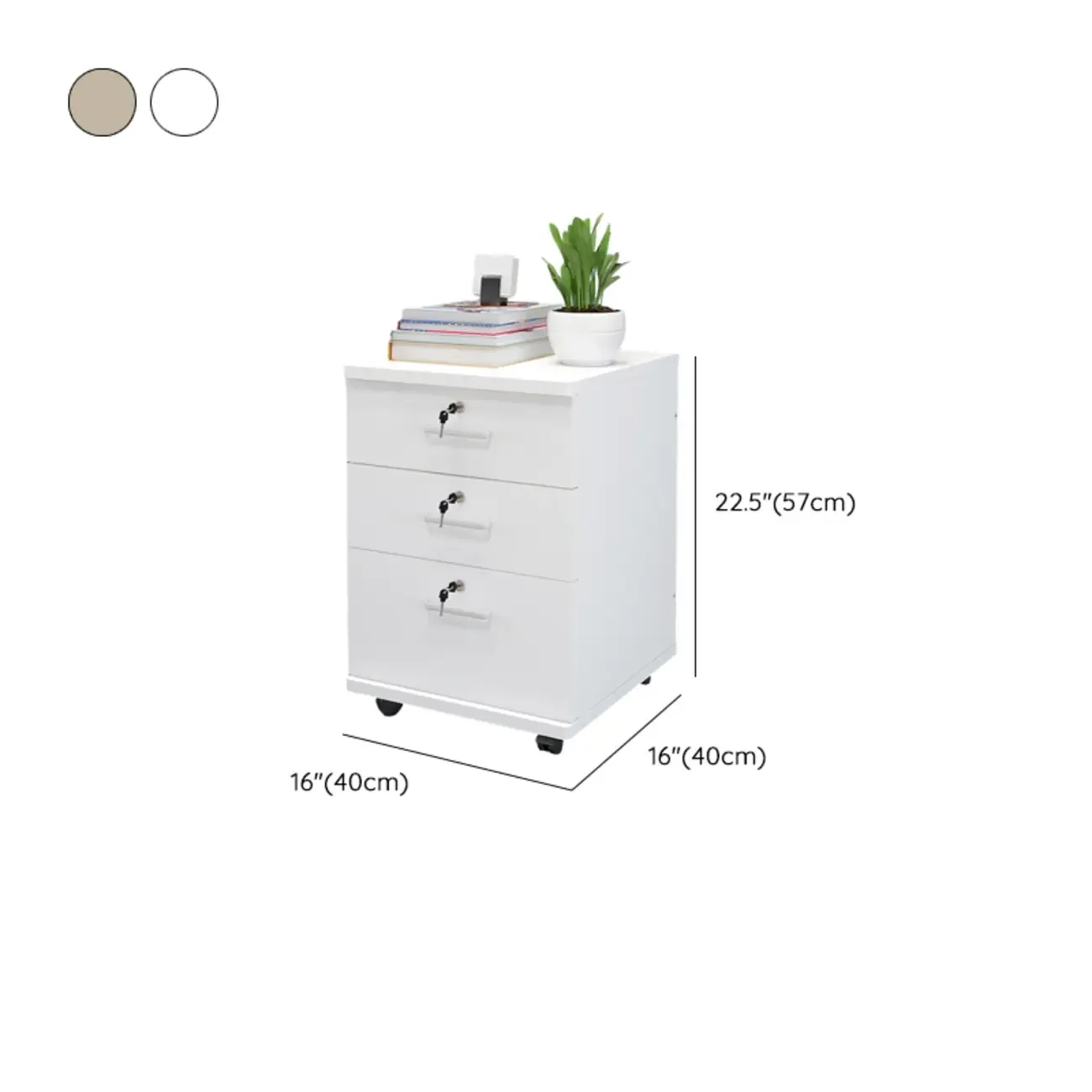 Stylish Wooden Filing Cabinet with Lock and Wheels for Office Image - 29